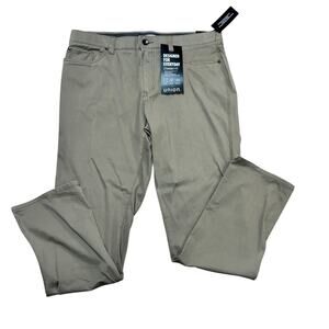 Comfort Flex Chino Pants Men's 38x32 Flat Front Brown Comfort Waist Straight NWT